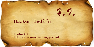 Hacker Iván névjegykártya